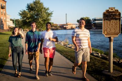 The Beloit Riverwalk is used by walkers and bicyclists alike.